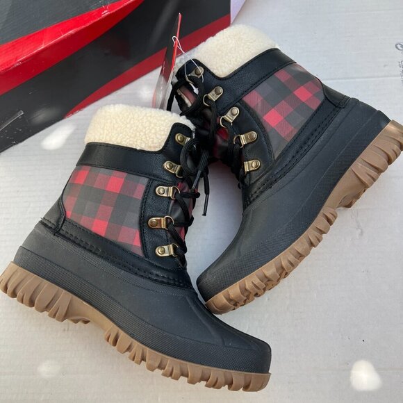 Cougar Waterproof Lace Up Winter Boot Women 7 Medium Carlisle Red Plaid - Picture 6 of 13